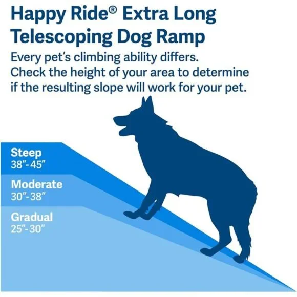Deluxe Telescoping Pet Ramp, X-Large,47 in.-87 in.,Portable Lightweight Aluminum